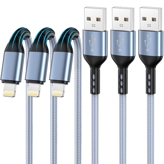 iPhone Charger 3pack 10FT Apple MFi Certified Nylon Braided Lightning Cable Fast Charging Long USB Charging Cable High Speed Transfer Cord for iPhone 14 13/12/11 Pro Max/XS MAX/XR/XS/X/8/7/Plus/6S