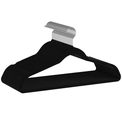 GETORO Velvet Hangers 30 Pack, Non Slip Space Saving Clothes Hangers with Metal Hooks, Black Felt Hangers, Heavy Duty Flocked Hanger, 17.5”W x 0.2”D x 9.25”H