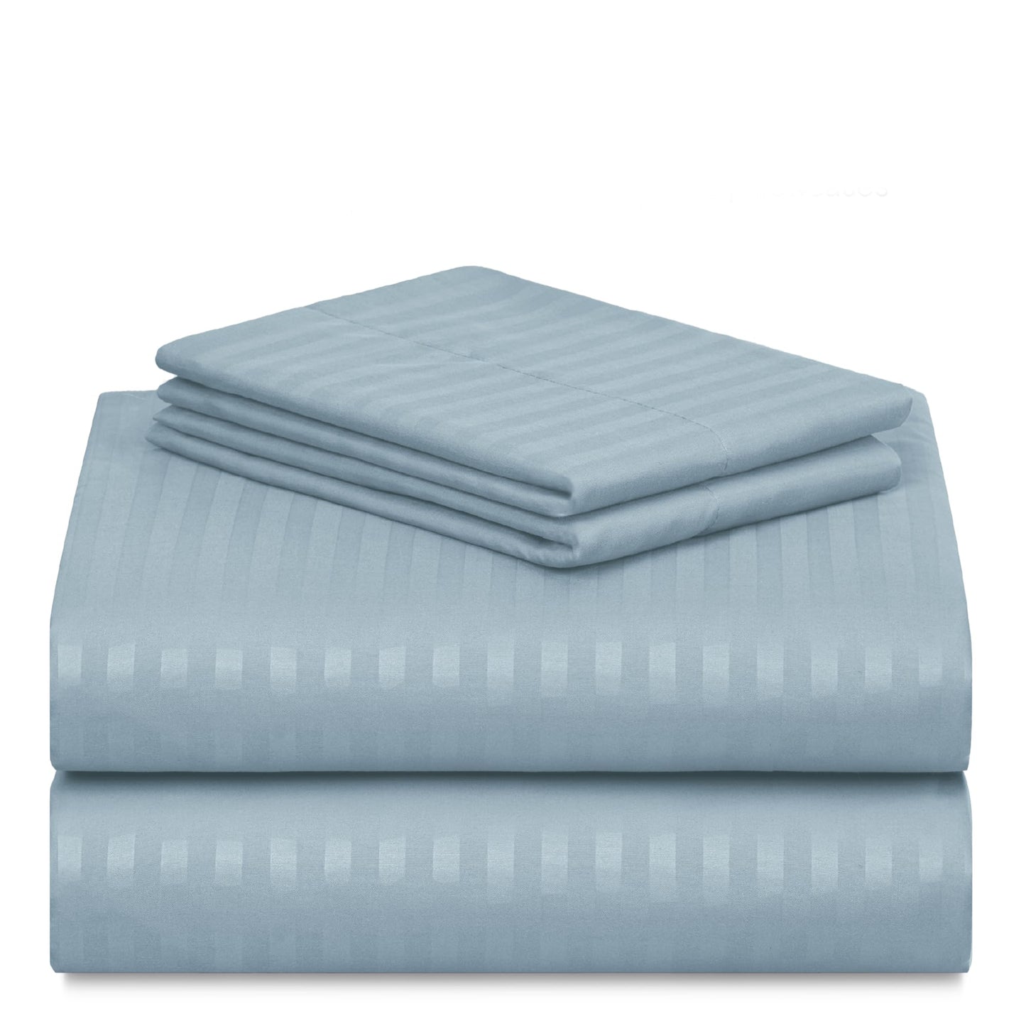 LuxClub 4 PC Queen Size Sheet Set Bed Sheets, Breathable Luxury Deep Pockets 16" Wrinkle Free Cooling Sheets Machine Washable Hotel Bedding (Queen, Striped Light Blue)