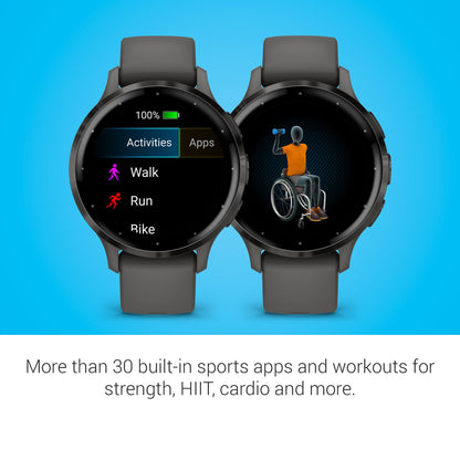 Garmin Venu 3S Slate Stainless Steel Bezel 1.2-Inch AMOLED Touchscreen Display Smart Watch with 41mm Pebble Gray Case and Silicone Band