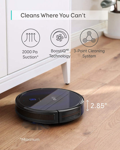 Eufy BoostIQ RoboVac 15C MAX, Wi-Fi Connected, Super-Thin, 2000Pa Suction, Quiet, Self-Charging Robotic Vacuum Cleaner, Cleans Hard Floors to Medium-Pile Carpets, Black (Renewed)
