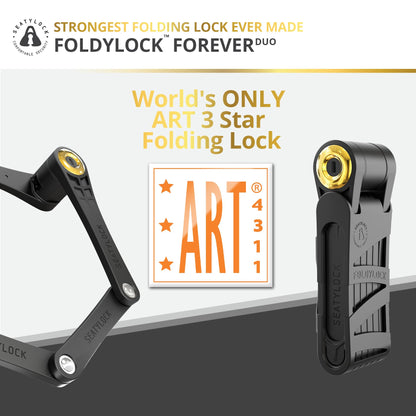 Seatylock FoldyLock Forever Folding Bike Lock Set - Patented 2 Matching Bicycle Locks with 6 Identical Keys - 18/18 Heavy Duty Anti Theft Secure Guard with Keys & Case Mount - 35.4"