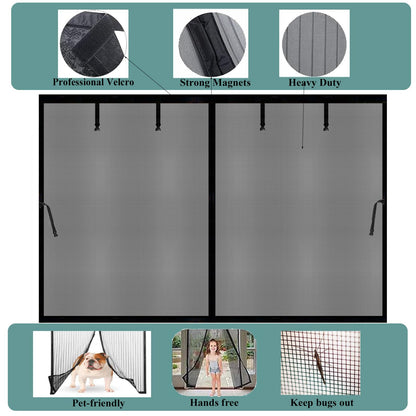 Garage Door Screen 14x9ft for 1 Car, Retractable Fiberglass Magnetic Screen Mesh Sliding Doors Curtain, Heavy Duty Weighted Bottom, Easy Assembly &Pass, Hands Free for Garage Patio (Black, 14x9ft)