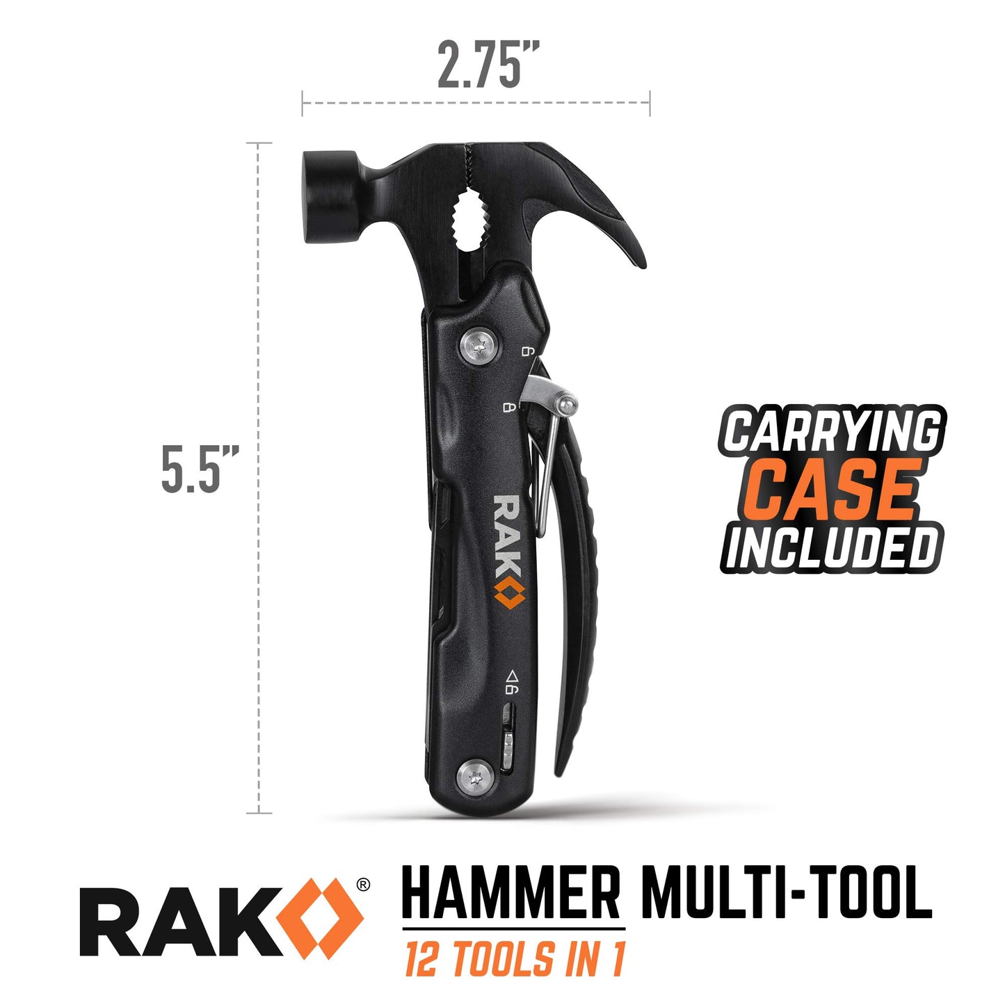 RAK Hammer Multitool BirthdayGifts for Men - Cool Unique Gifts Who Have Everything - Compact DIY Survival Multi Tool - Backpacking & Camping Accessories - Gadget Gifts