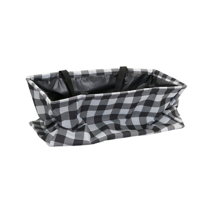 Household Essentials Black and White Plaid Krush Container All-Purpose Utility Tote