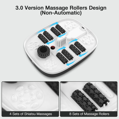 HOSPAN Collapsible Foot Spa with Heat, Bubble, Red Light, and Temperature Control, Foot Bath Massager with 8 Shiatsu Massage Rollers, Pedicure Foot Spa for Relaxation and Stress Relief, Black
