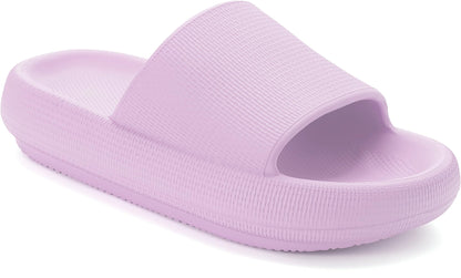 Joomra Shower Slippers for Women Foam Pillow House Shower Bath Bathroom Home Platform Sandals Cushion Slipers Slides for Ladies Female Sandles Purple 39-40