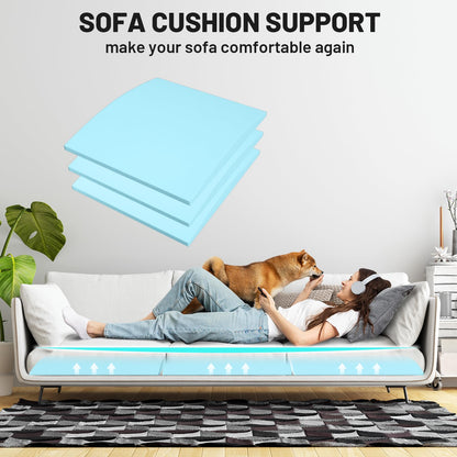 Foamagic Couch Cushion Support, Sofa Cushion Support for Sagging Couch Seat, 20x20x3.15in, Couch Replacement Insert, High Density Foam Furniture Seat Sagging Repair, Trapezoid 40D, Blue Set of 3