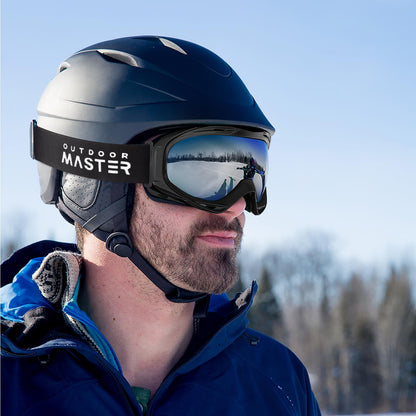OutdoorMaster OTG Ski Goggles - Over Glasses Ski/Snowboard Goggles for Men, Women & Youth - 100% UV Protection (Black Frame + VLT 10% Grey Lens)