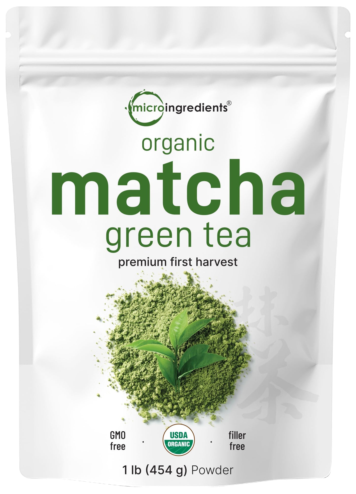 Micro Ingredients Organic Matcha Green Tea Powder, 1 lb | First Harvest, Culinary Grade from Japan | 100% Pure & Unflavored | Great for Tea, Latte & Smoothies | Non-GMO, No Sugar, Eco-Friendly Packaging