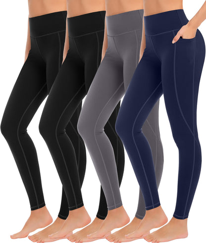 MIRITY 4 Pack Yoga Leggings with Pockets for Women - High Waist Tummy Control Pants for Workout