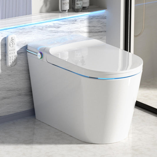 LOUPUSUO Luxury Smart Toilet with Bidet Built In, Bidet with Heated Seat,Warm Water Sprayer & Dryer, Japanese Toilet with Foot Sensor Operation,LED Display