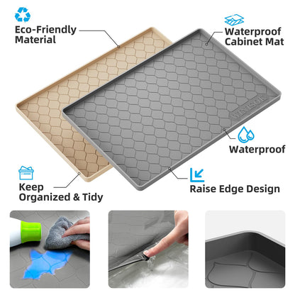 Winisok Silicone Under Sink Mat 28" x 22", kitchen Essentials and Gadgets, Shelf liner and Cabinet Protector, Home Organizers and Storage, Waterproof Bathroom Tray