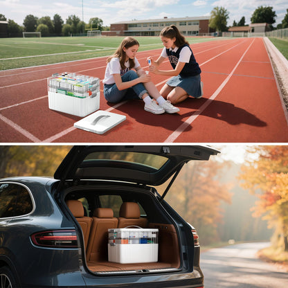 ARSTPEOE 3-Tier Medicine Organizer - Portable Medicine Cabinet with Plastic Handle, Multipurpose Medical Box with Pill Box, Empty First Aid Kit for Home