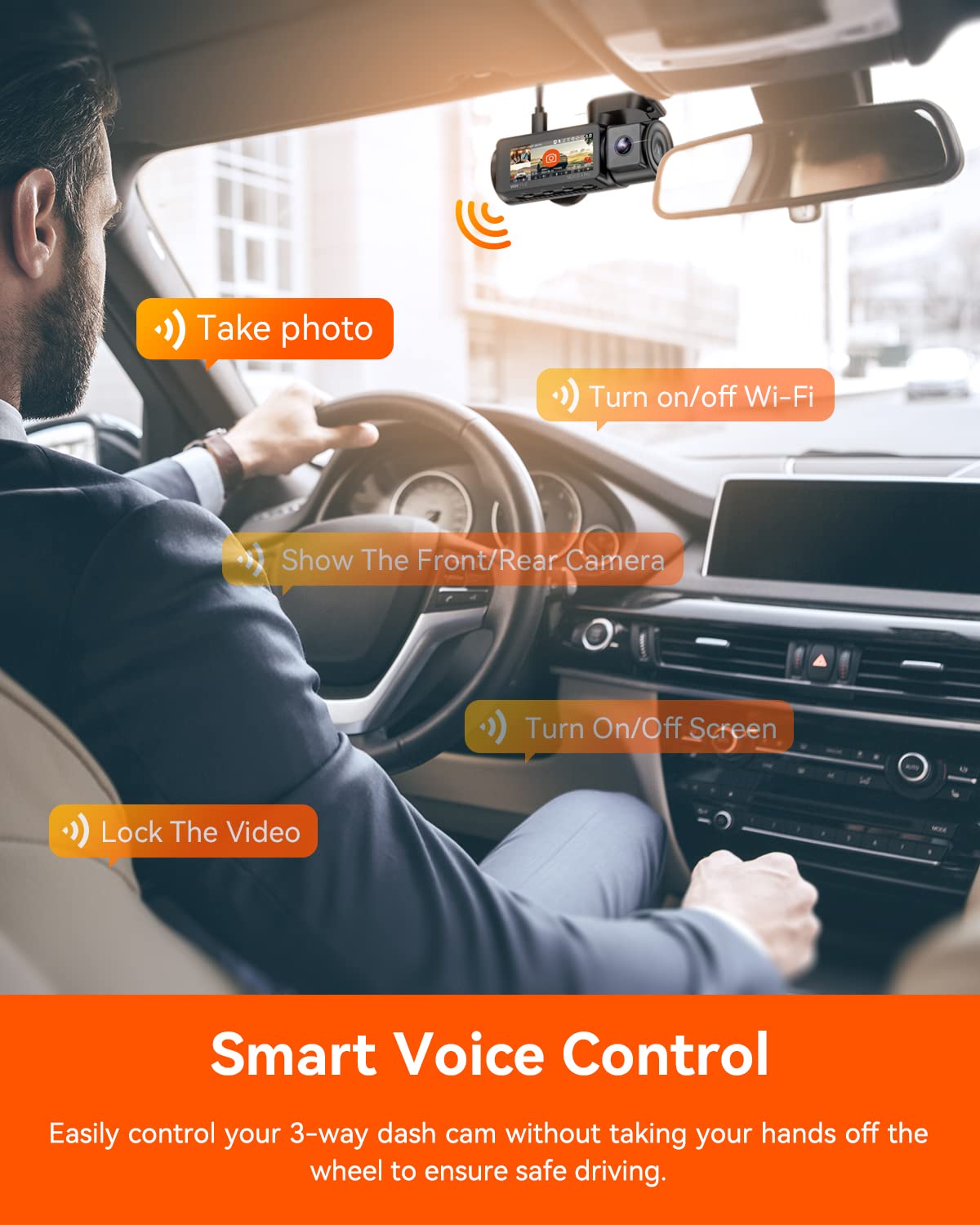 Vantrue N4 Pro 4K 3 Channel Dash Cam, STARVIS 2 IMX678 x PlatePix™ x HDR Night Vision, 4K+1080P+1080P Front Inside and Rear Dash Camera, Voice Control, WiFi, GPS, 24H Parking Mode, Support 512GB Max