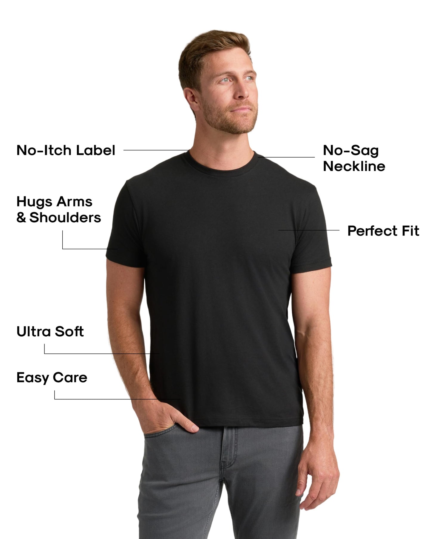 True Classic Mens T-Shirts – Short Sleeve Crew Neck T Shirts for Man, Cotton Blend Plain Novelty Men's T-Shirts, Pack of 3, Variety, M