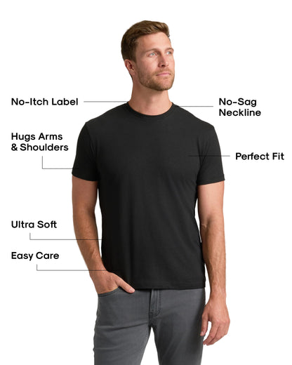 True Classic Mens T-Shirts – Short Sleeve Crew Neck T Shirts for Man, Cotton Blend Plain Novelty Men's T-Shirts, Pack of 3, Variety, M