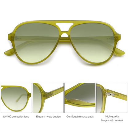 SOJOS Classic Polarized Aviator Sunglasses for Women Men, Retro Trendy Aviators Shades SJ2201, Light Green/Gradient Green