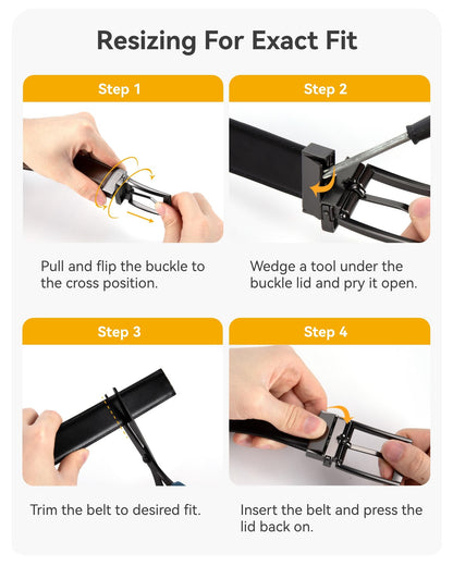 CHAOREN Reversible Belt Men 1 Piece - 1.25" Leather Dress Belt - Trim to Fit for Elegant Style