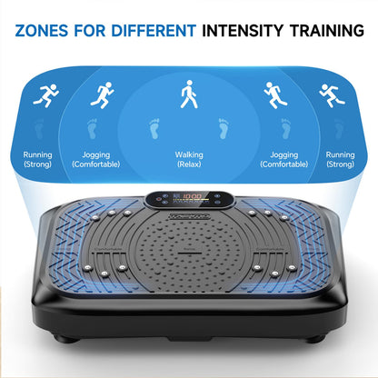 Vibration Plate Exercise Machine Weight Loss, Full Body Workout Vibration Plate Lymphatic Drainage, 199 Adjustable Speeds Power Shaping Vibrating Plate 450 Lbs Capacity Fitness Platform Black