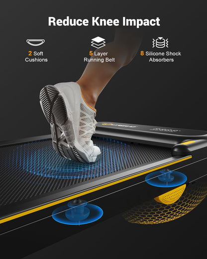 UREVO Walking Pad Treadmill, Under Desk Treadmill for Home/Office, Walking Pad with Handle Bar, 2 in 1 Folding Treadmill with Remote Control, APP and LED Display