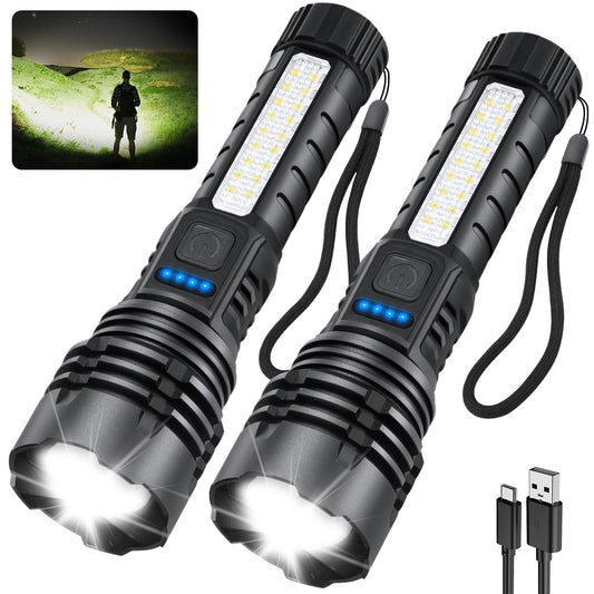 Rechargeable Flashlights High Lumens, 7Mode Super Bright Flashlight Camping, Adjustable Tactical Flash Light High Powered, LED Flashlights for Home Emergency, Christmas Gifts Stocking Stuffers for Men