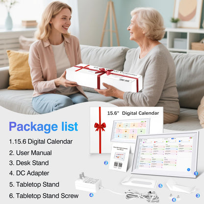 Digital Calendar 15.6 inch ECalendar Planner Wall Touch Screen, Electronic Calendars for Family Organizer, Smart Chore Chart Sync with Phone by App for Meal Planner, Photo Share Stand & Wall Mount