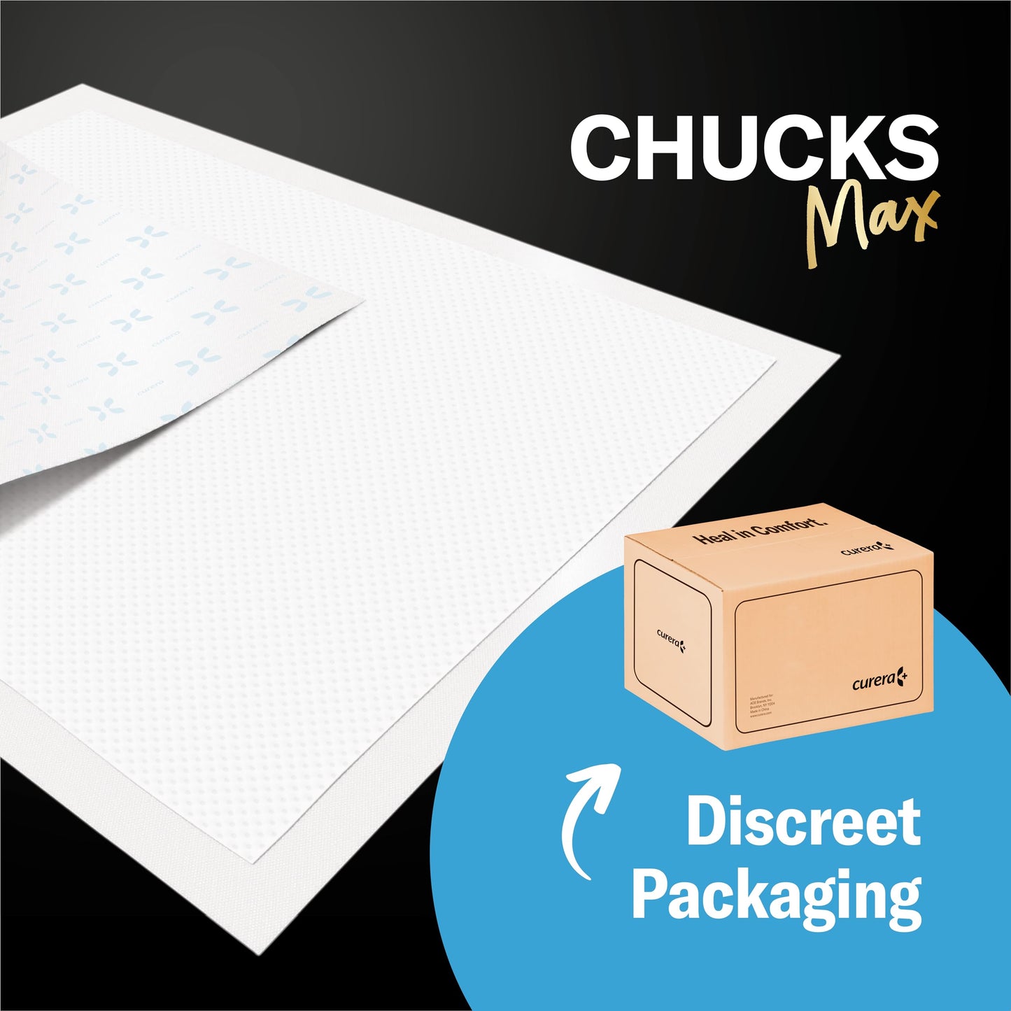 Curera CHUCKS MAX Adult Disposable Bed Pads 3XL (36 x 36"), 400 Lbs. 20 Pads, Package May Vary