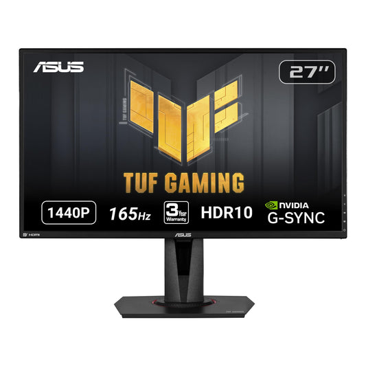ASUS TUF Gaming 27" 2K HDR Gaming Monitor (VG27AQ) - QHD (2560 x 1440), 165Hz (Supports 144Hz), 1ms, Extreme Low Motion Blur, Speaker, G-SYNC Compatible, VESA Mountable, DisplayPort, HDMI ,Black