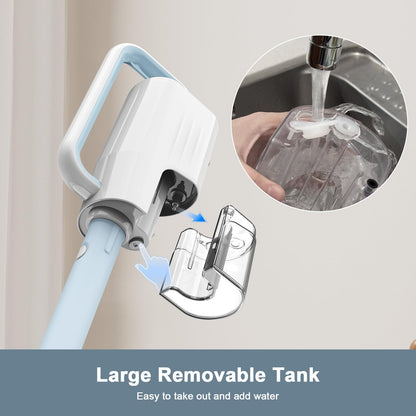 Steam Cleaner, 6 in1 Rotated Steam Mop Cleaner with 2 Modes, 2 Microfiber Pads, 400ML Removable Tank, 23FT Power Cable, Detachable Steam Mops for Floor, Laminate Floor, Tiles Cleaning (Deepwater Blue)