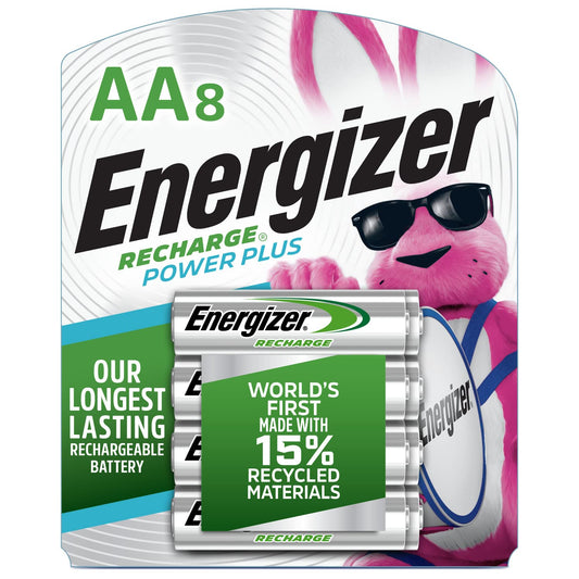 Energizer Power Plus Rechargeable AA Batteries (8 Pack), Double A Batteries