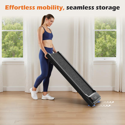 Sweetcrispy Compact Armless Treadmill for Small Spaces, Quiet Under-Desk Walking Pad, Slim & Portable Design for Home Office Workouts, Ideal for Apartments and Work-from-Home Fitness, Bright Black