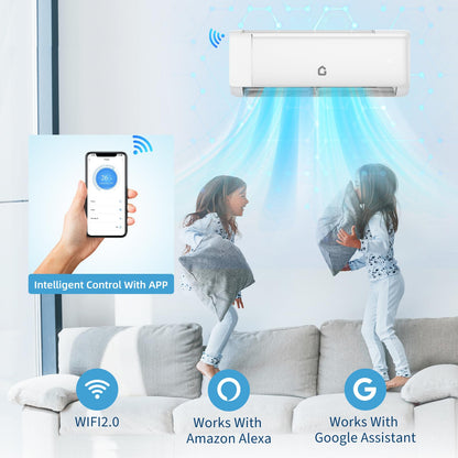 9000 BTU Mini Split Air Conditioner, 18.5 SEER2 208-230V Split Unit Ac and Heat Cool Up to 450 Sq.Ft, Ductless Air Conditioner w/Complete Installation Kit,Remote,2.0 Wifi Control,Low Noise