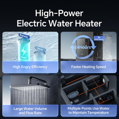 Ranein Electric Tankless Water Heater, 27kW 240V on Demand Instant Endless Water Heater with LED Temperature Display for Residential Whole House Shower, Space Saving