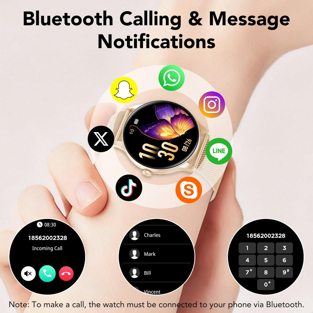 taopodo Smart Watches for Women, 1.39" HD Health Fitness Tracker with Bluetooth Calling (Answer/Make Calls), 120+ Sports Modes, Timer, IP68 Waterproof Watch for Android/iPhone