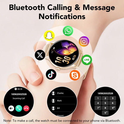 taopodo Smart Watches for Women, 1.39" HD Health Fitness Tracker with Bluetooth Calling (Answer/Make Calls), 120+ Sports Modes, Timer, IP68 Waterproof Watch for Android/iPhone