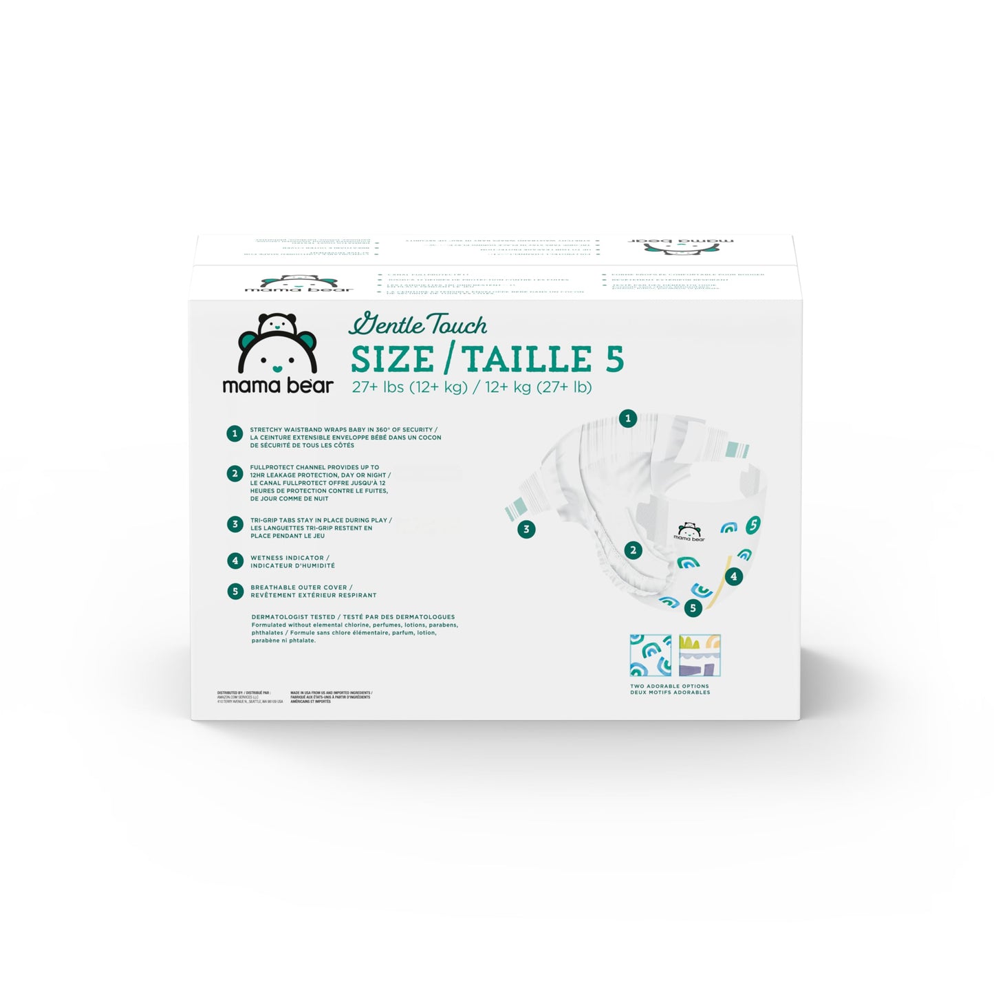 Amazon Brand - Mama Bear Gentle Touch Diapers, Size 5, 132 Count (4 packs of 33)