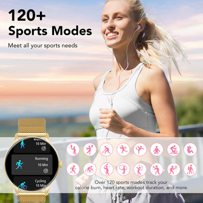 taopodo Smart Watches for Women, 1.39" HD Health Fitness Tracker with Bluetooth Calling (Answer/Make Calls), 120+ Sports Modes, Timer, IP68 Waterproof Watch for Android/iPhone