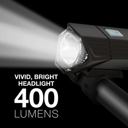 Energizer X400 Rechargeable Bike Light, IPX4 Water Resistant, Compact and Lightweight Design, Front Clip Light and Rear LED Light for Visibility Black