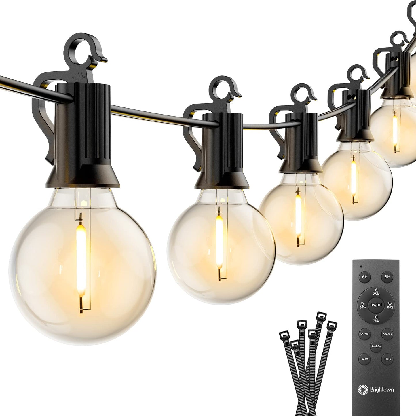 Outdoor String Lights with Remote - 58 Ft Globe Patio Lights, 4 Lighting Modes, 25 LED G40 Bulbs Waterproof Connectable Commercial Hanging Lights for Backyard Party