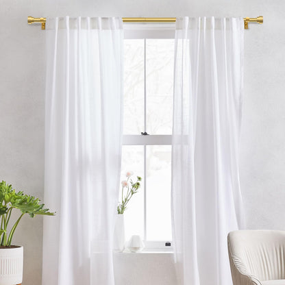 IFELS 2 Pack Heavy Duty Curtain Rods for Windows 28 to 48 Inch, 1 Inch Gold Adjustable Curtain Rod Set with Easy Installation and Modern Design (A1,Gold,30-60",2Pack)