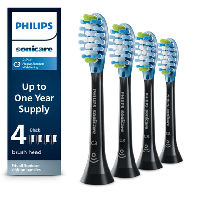 Philips Sonicare C3 Two-in-One - Genuine Replacement Electric Toothbrush Heads, White, 2 Pack, HX9042/65