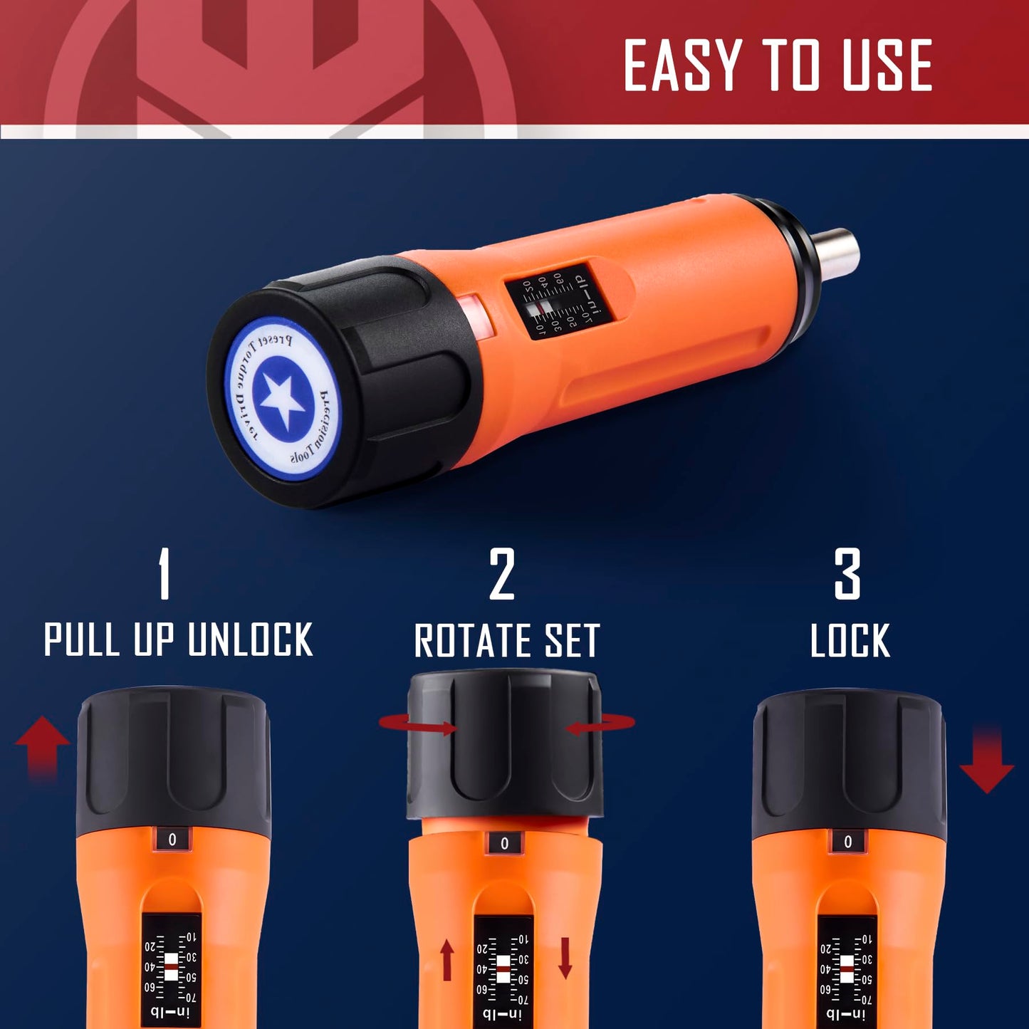 KNINE OUTDOORS Torque Screwdriver Wrench Driver Set 10-70 Inch Pounds lbs for Maintenance with T-bar Handle, 40 Hex Bits, 1/4" Socket, Shaft Extension, For Tools, Bike Repairing and Mounting (Orange)