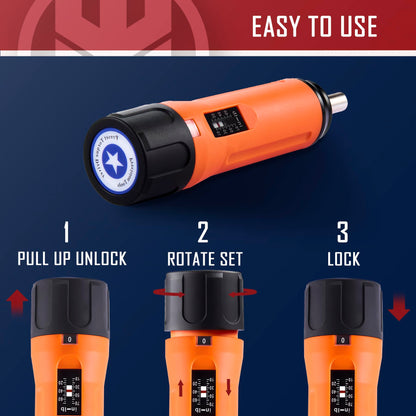 KNINE OUTDOORS Torque Screwdriver Wrench Driver Set 10-70 Inch Pounds lbs for Maintenance with T-bar Handle, 40 Hex Bits, 1/4" Socket, Shaft Extension, For Tools, Bike Repairing and Mounting (Orange)