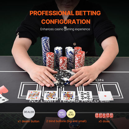 VEVOR Poker Set, 300-Piece Complete Poker Playing Game Set for Texas Hold'em, Blackjack, Gambling, Poker Chip Set with Aluminum Carrying Case, 11.5 Gram Casino Chips, Cards, Buttons and Dices