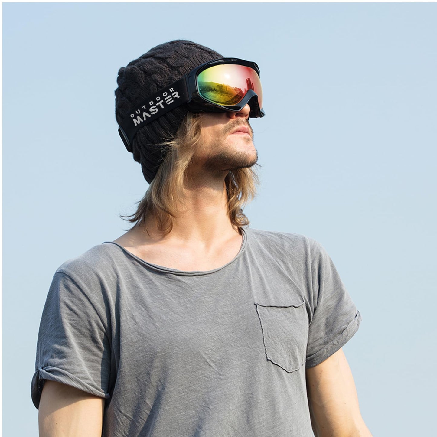 OutdoorMaster OTG Ski Goggles - Over Glasses Ski/Snowboard Goggles for Men, Women & Youth - 100% UV Protection (Black Frame + VLT 36% Rose Lens)