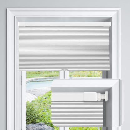 LazBlinds Cordless Cellular Shades, No Tools No Drill Blackout Honeycomb Shades Pleated Blinds for Windows, 34" W x 64" H, Silver White