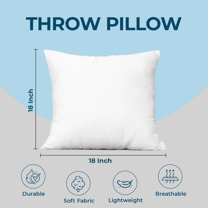 Utopia Bedding Throw Pillows (Set of 4, White) – 18 x 18 Inches Down Alternative Pillows for Bed, Sofa, and Couch - Fluffy Decorative Stuffer Pillow for Indoors & Outdoors