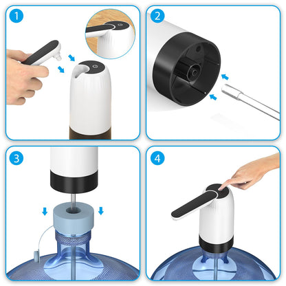 VAPTEC Water Dispenser for 2-5 Gal Bottles, Portable Water Bottle Pump, Rechargeable Battery, USB Charging Water Bottle Dispenser, One Button Design, Easy to Use for Home, Office, Travel, Camping