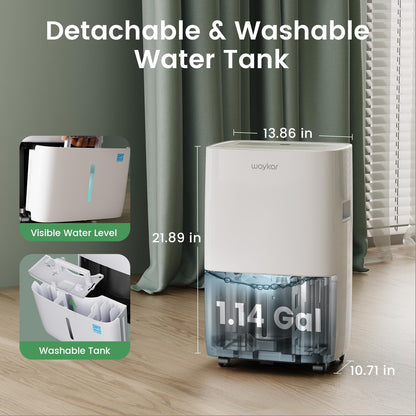 Waykar 80 Pints Energy Star Dehumidifier for Spaces up to 5,000 Sq. Ft at Home, in Basements and Large Rooms with Drain Hose and 1.14 Gallons Water Tank (JD025CE-80)